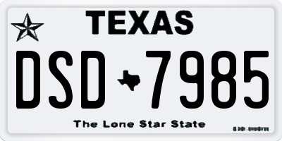 TX license plate DSD7985