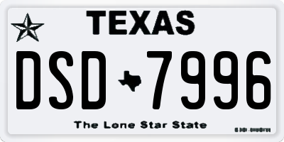 TX license plate DSD7996