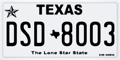 TX license plate DSD8003