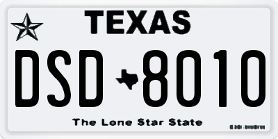 TX license plate DSD8010