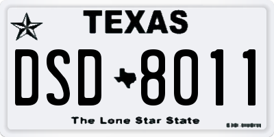 TX license plate DSD8011