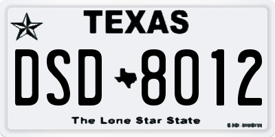 TX license plate DSD8012