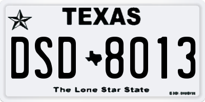 TX license plate DSD8013