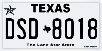TX license plate DSD8018