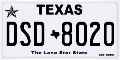 TX license plate DSD8020