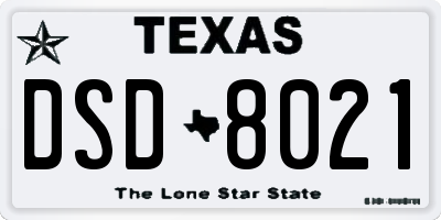 TX license plate DSD8021