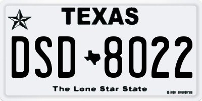 TX license plate DSD8022