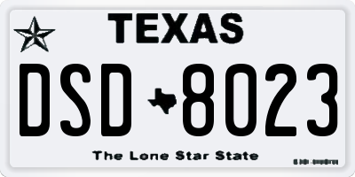 TX license plate DSD8023