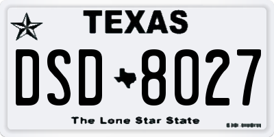 TX license plate DSD8027
