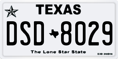TX license plate DSD8029