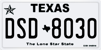 TX license plate DSD8030