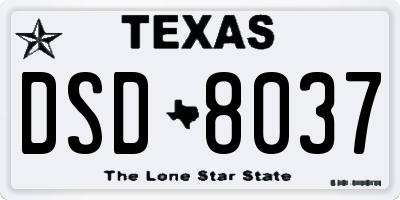 TX license plate DSD8037