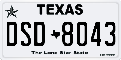 TX license plate DSD8043
