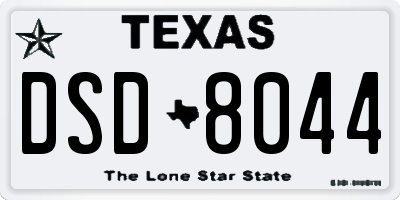 TX license plate DSD8044