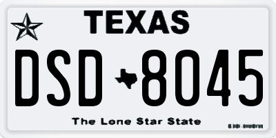 TX license plate DSD8045