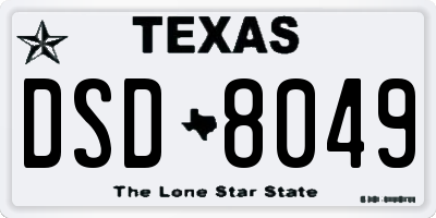 TX license plate DSD8049