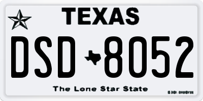 TX license plate DSD8052