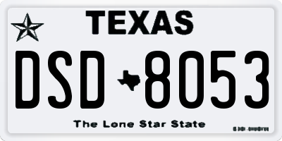 TX license plate DSD8053