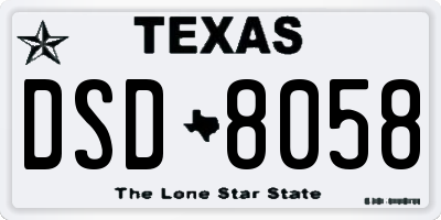 TX license plate DSD8058