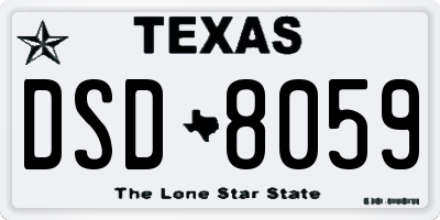 TX license plate DSD8059