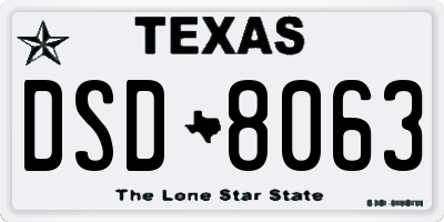 TX license plate DSD8063