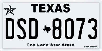 TX license plate DSD8073