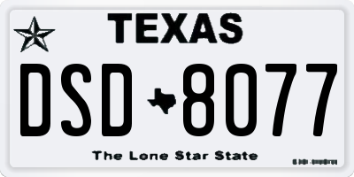 TX license plate DSD8077