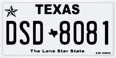 TX license plate DSD8081