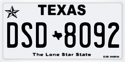 TX license plate DSD8092
