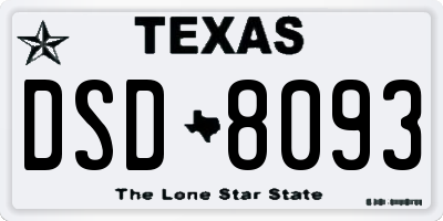 TX license plate DSD8093
