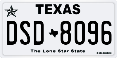 TX license plate DSD8096