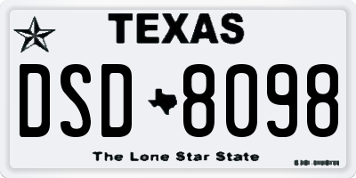 TX license plate DSD8098