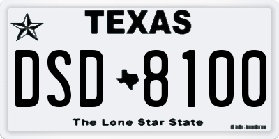 TX license plate DSD8100