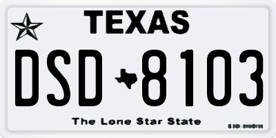 TX license plate DSD8103