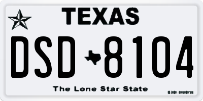 TX license plate DSD8104