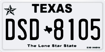 TX license plate DSD8105