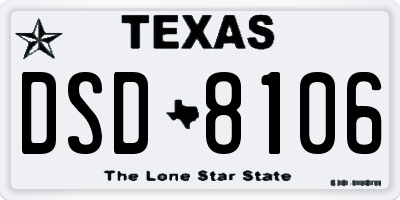 TX license plate DSD8106