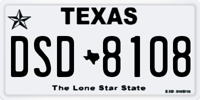 TX license plate DSD8108