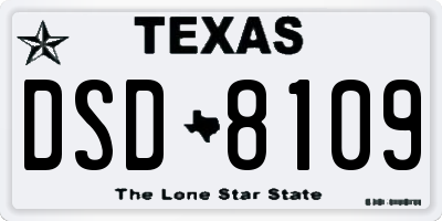 TX license plate DSD8109