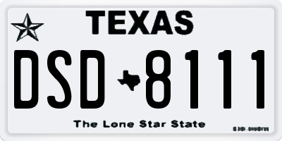 TX license plate DSD8111