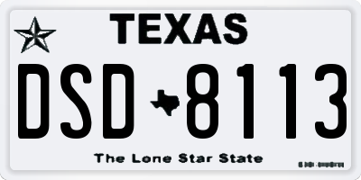 TX license plate DSD8113