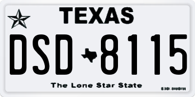 TX license plate DSD8115