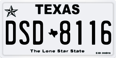 TX license plate DSD8116