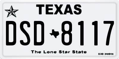 TX license plate DSD8117