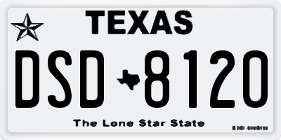 TX license plate DSD8120