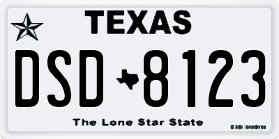 TX license plate DSD8123