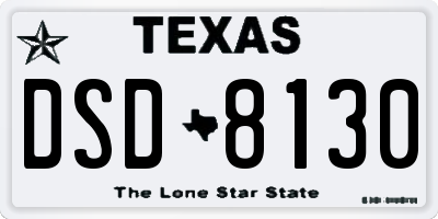 TX license plate DSD8130