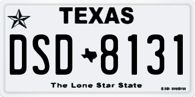TX license plate DSD8131