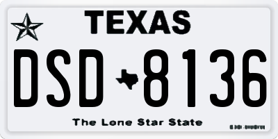 TX license plate DSD8136