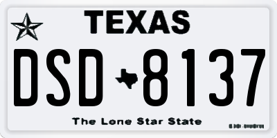 TX license plate DSD8137
